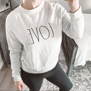 🌟 Rae Dunn Love Sweatshirt Light Heathered Gray Fleece Lined X Small